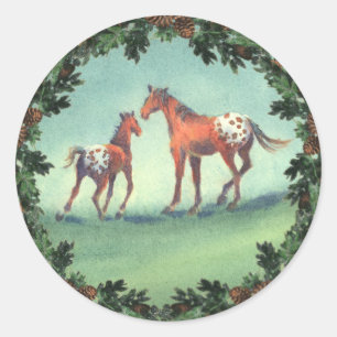 Sticker Rond APPALOOSA SPOTS & BOUGHS par SHARON SHARPE
