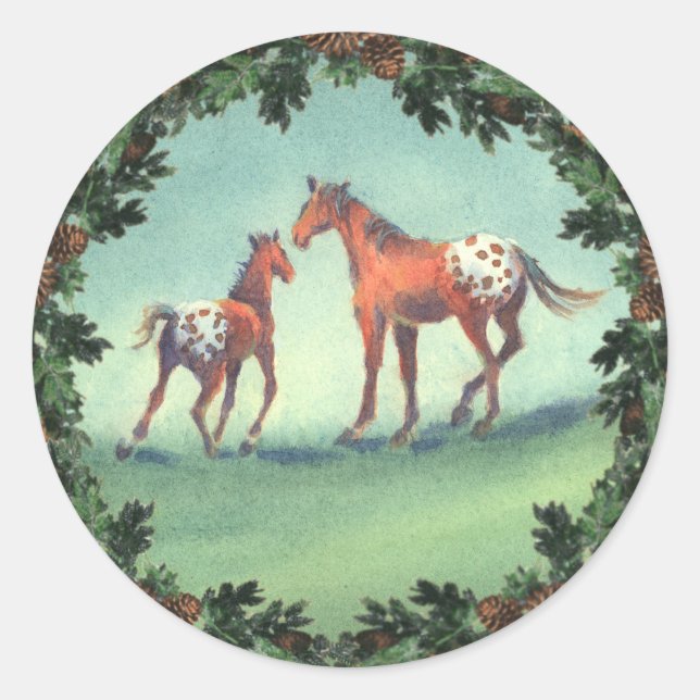 Sticker Rond APPALOOSA SPOTS & BOUGHTS par SHARON SHARPE (Devant)