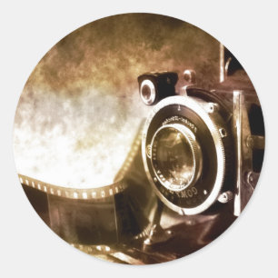 Sticker Rond appareil photo ancien
