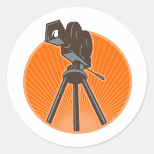 Sticker Rond Appareil-photo de cinéma du cru 35mm rétro