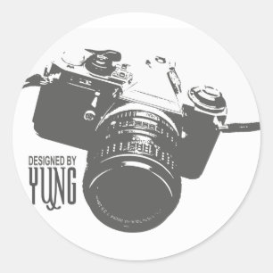Sticker Rond Appareil-photo vintage