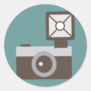 Sticker Rond Appareil photo Vintage