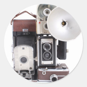 Sticker Rond Appareils photo anciens