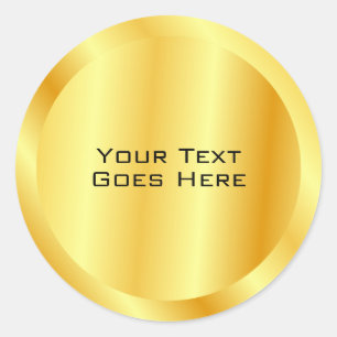 Sticker Rond Apparence métallique Faux or Ajoutez votre texte p