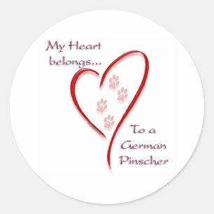 Sticker Rond Appartenances cardiaques allemandes Pinscher