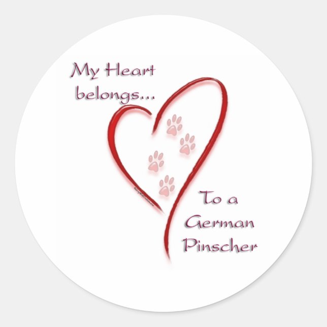 Sticker Rond Appartenances cardiaques allemandes Pinscher (Devant)