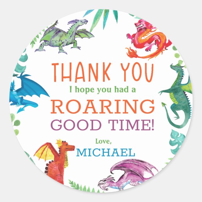 Sticker Rond Appel à tous les dragons fête d'anniversaire (Devant)