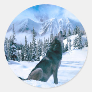 Sticker Rond Appel de loup