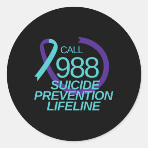 Sticker Rond Appel de secours pour la prévention du suicide 988
