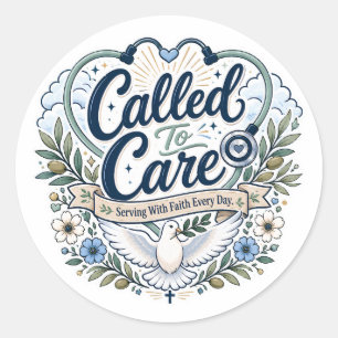 Sticker Rond Appelé à Soigner Fleuriste Travailleur de la Santé