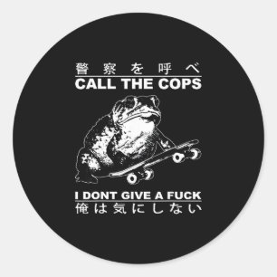 Sticker Rond Appelez les flics je m'en fiche Skateboard Toa