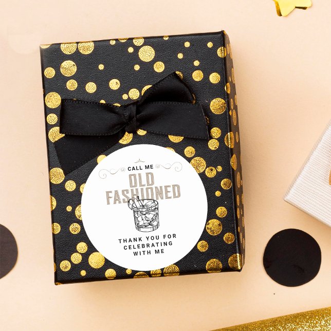 Sticker Rond Appelez-moi Anniversaire Retro blanc Whiskey Anniv (Créateur téléchargé)