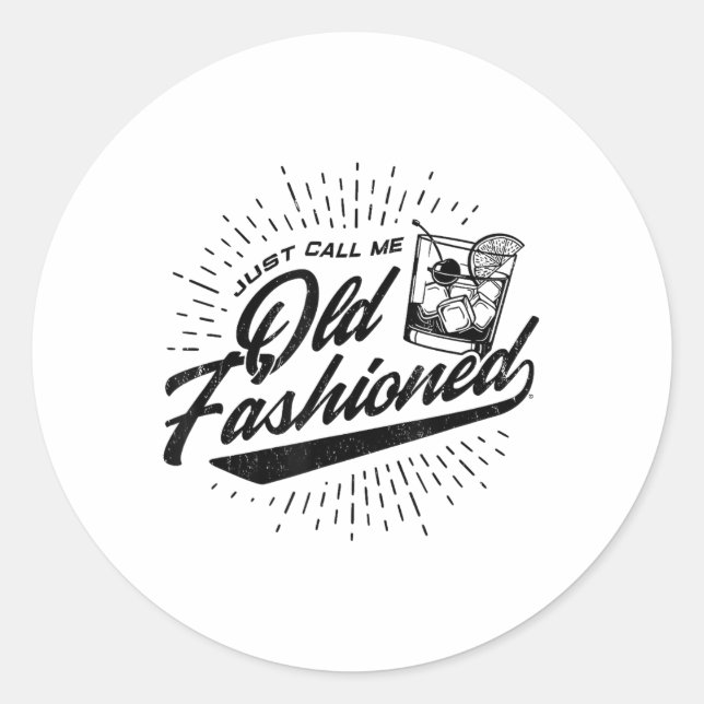 Sticker Rond Appelez-Moi juste Vieux Mode _1 (Devant)