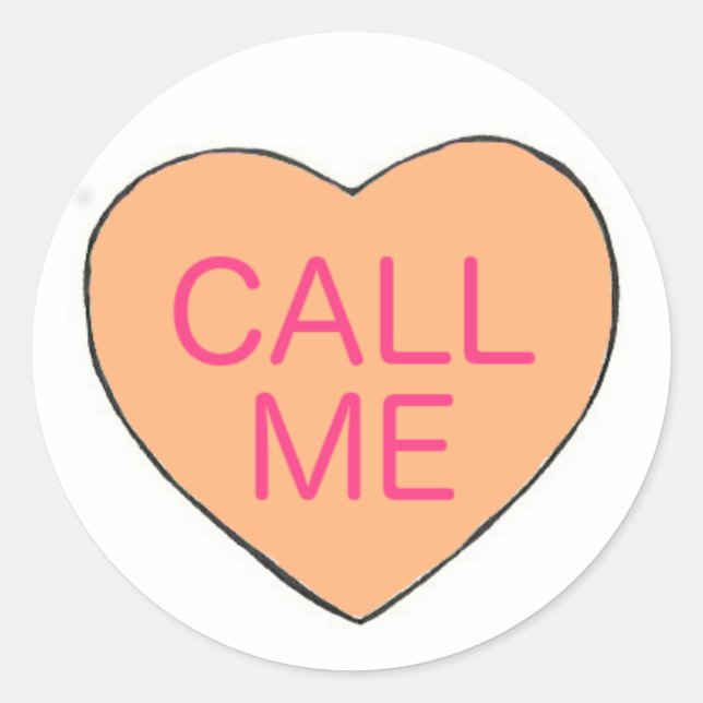 Sticker Rond APPELEZ-MOI Saint Valentin Candy Heart Love Pastel (Devant)