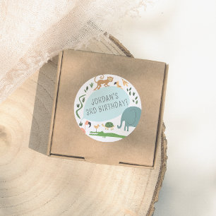 Sticker Rond Appelle Tous Les Animaux De Fête ! Fête d'annivers