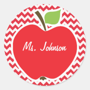 Sticker Rond Apple ; Alizarin Crimson Chevron
