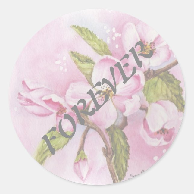 STICKER ROND APPLE BLOSSOMS MARIAGE BÂTIMENTS (Devant)
