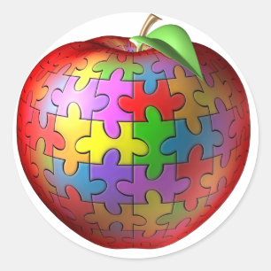 Sticker Rond Apple de puzzle 3D