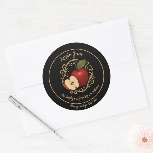 Sticker Rond Apple Ember – Artisan Jam Label (Enveloppe)