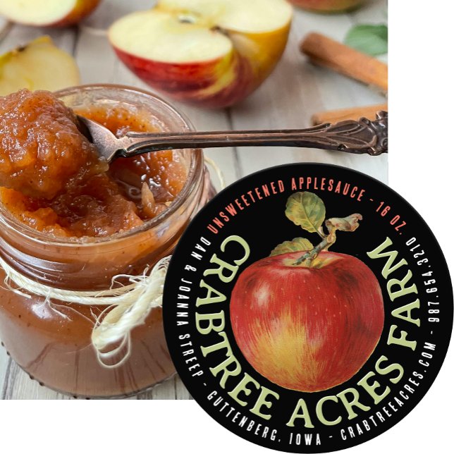 Sticker Rond APPLE LOGO Farm Orchard Business Applesauce Clas (Créateur téléchargé)