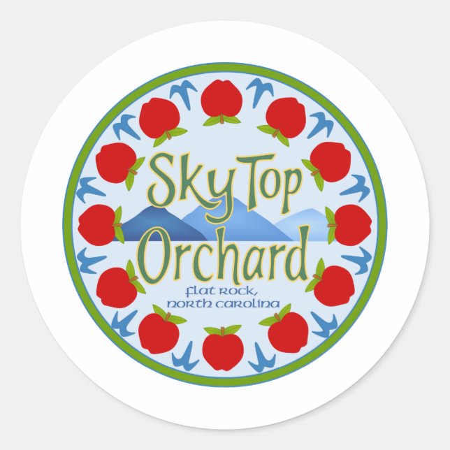 Sticker Rond Apple Mandala - Bleu (Devant)