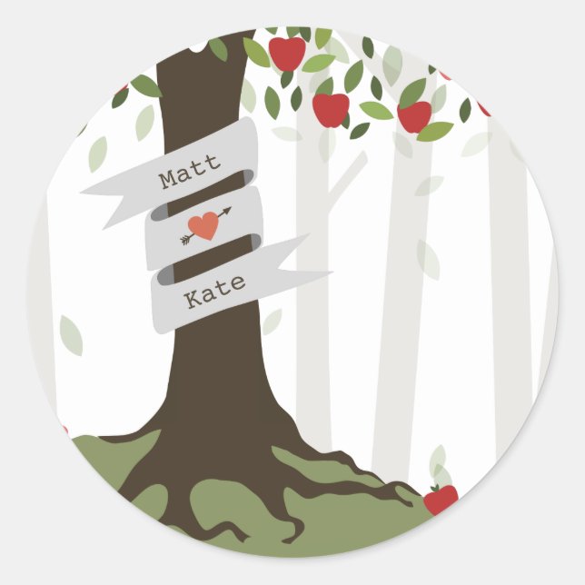 Sticker Rond Apple Orchard Automne Mariage (Devant)