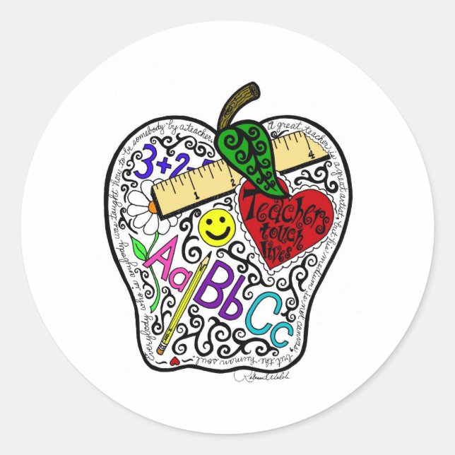 Sticker Rond Apple pour l'enseignant (Devant)