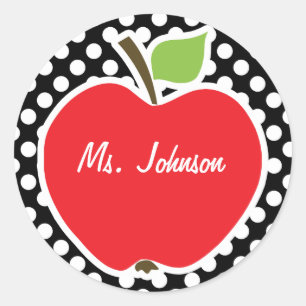 Sticker Rond Apple sur le pois noir et blanc