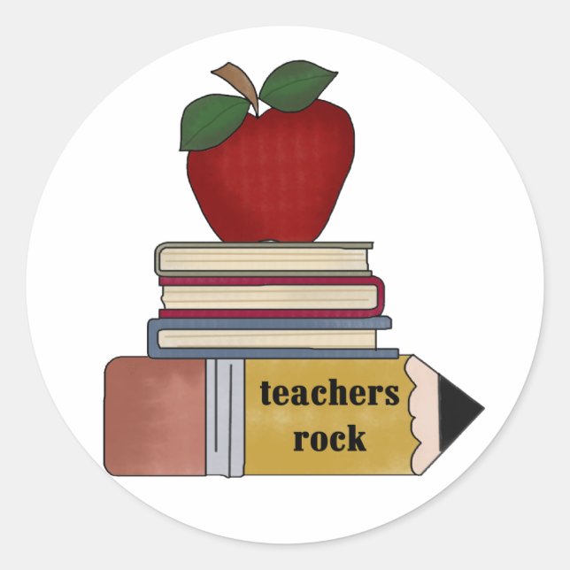 Sticker Rond Apple Teachers Rock Tshirts et cadeaux (Devant)