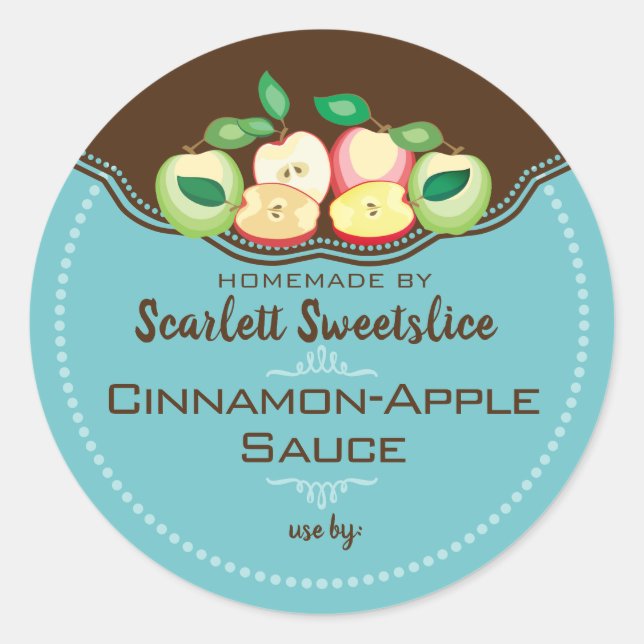 Sticker Rond Apples applesauce pie filling fruit canning labels (Devant)