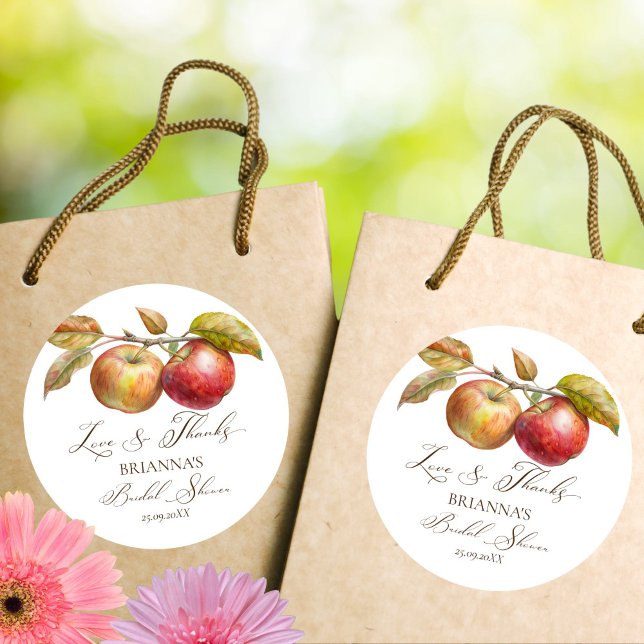 Sticker Rond Appley toujours après pomme automne nuptiale de do (Appley ever after apple fall bridal shower thank you favor stickers fall bridal shower favors)