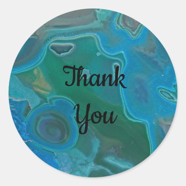 Sticker Rond Appréciation Blue Gemstone Photo Gem Merci (Devant)