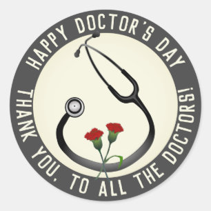 Sticker Rond Appréciation Docteur Day Stethoscope