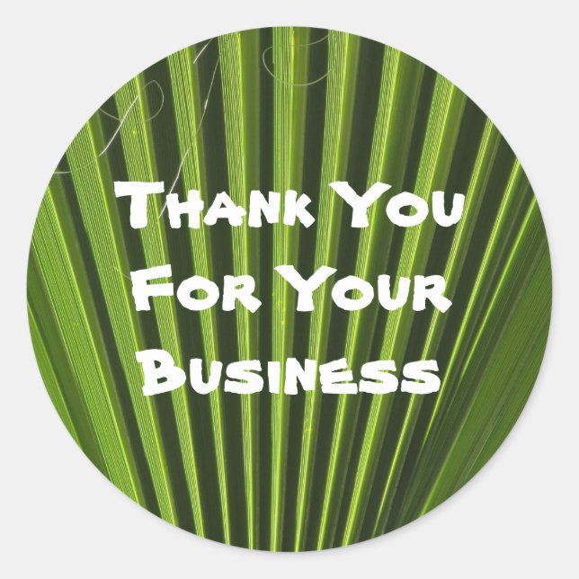 Sticker Rond Appréciation du client Green Palm Leaf Business (Devant)