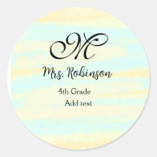 Sticker Rond appréciation du professeur d'aquarelle jaune simpl