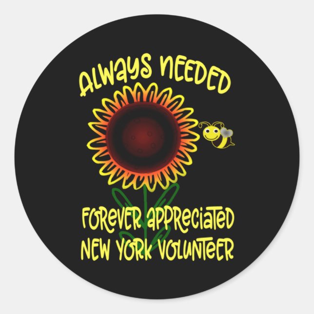 Sticker Rond Appreciation New York Always Needed Volunteer Reco (Devant)