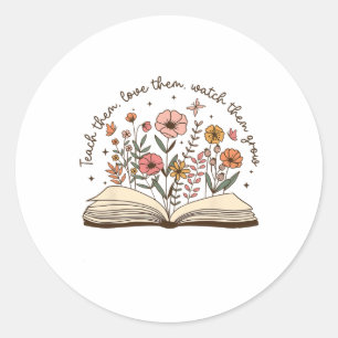 Sticker Rond Apprendre à l'enseignante Wildflower à retourner à