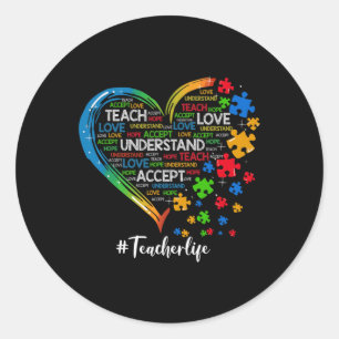 Sticker Rond Apprendre Accepter Comprendre Amour Enseignant Coe