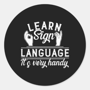 Sticker Rond Apprendre la langue des signes Professeur de langu