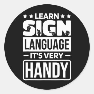 Sticker Rond Apprendre Le Langage Des Signes It' ; S Très Pr