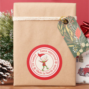 Sticker Rond Approuvé par Père Noël Pôle Nord