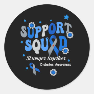 Sticker Rond Appuyer l'Escouade Solide Ensemble Bleu Ruban Diab