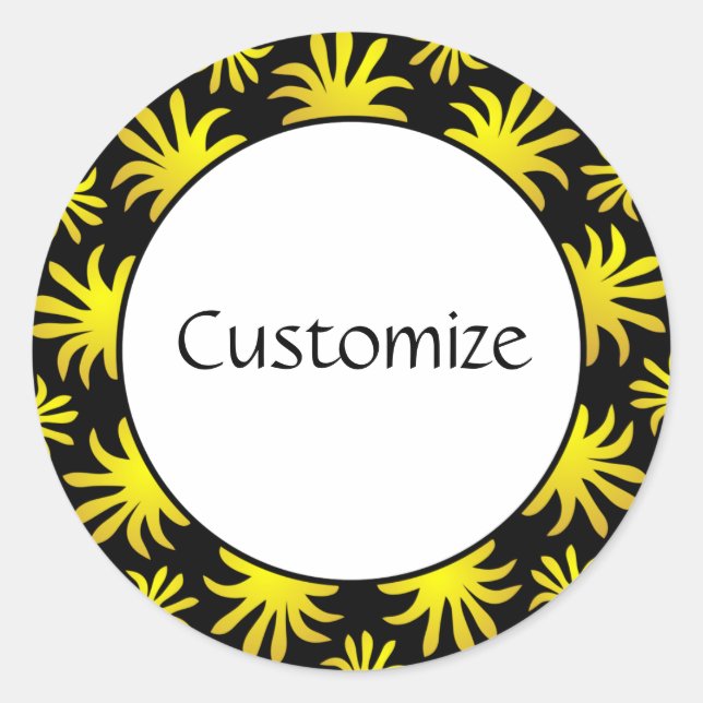 Sticker Rond Après-midi du Modèle Triffids - Noir & Or (Devant)