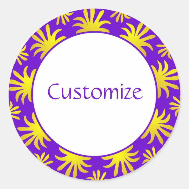 Sticker Rond Après-midi du Modèle Triffids - Purple & Gold (Devant)