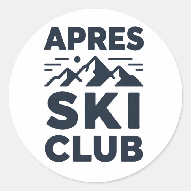 Sticker Rond Apres Ski Club Mountain Logo - Custom Mens Winter  (Devant)
