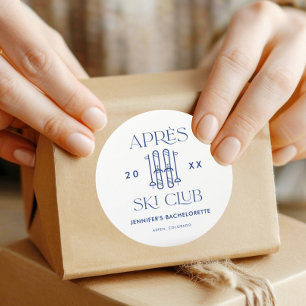 Sticker Rond Apres Ski Club Winter Ski Bachelorette Party