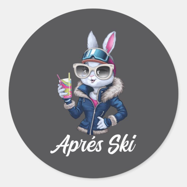 Sticker Rond Apres Ski Hat Party Design Ski Bunny Skier Outfit  (Devant)