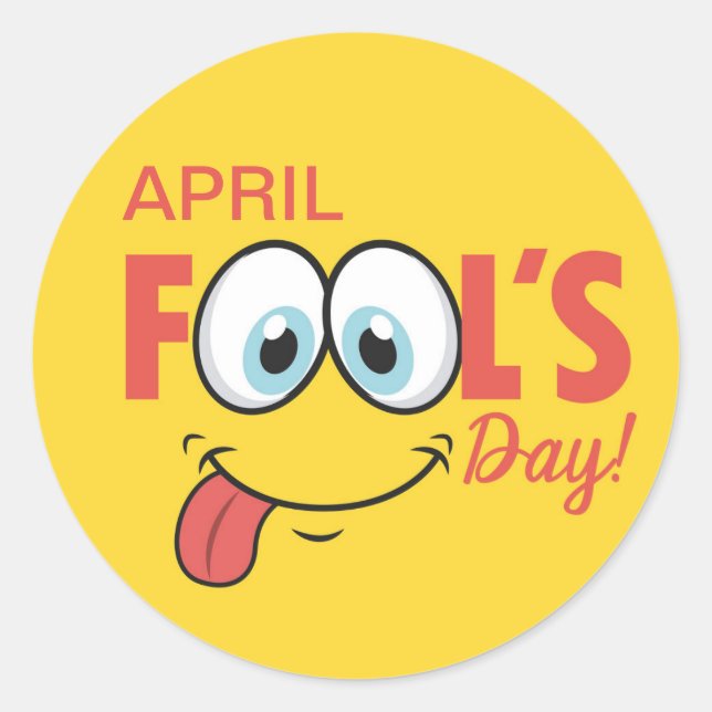 Sticker Rond April Fool's Day Happy Funny Face | Vacances (Devant)