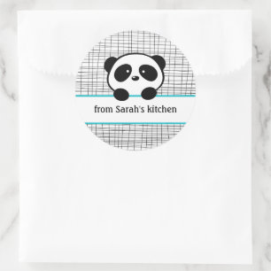 Sticker Rond Aqua Black Panda Baking and Canning
