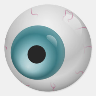 Sticker Rond Aqua Blue Blooshot Zombie Eyeball Halloween
